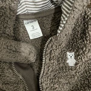 Carter’s hooded pram with ears on hood and zipper closure 3 months